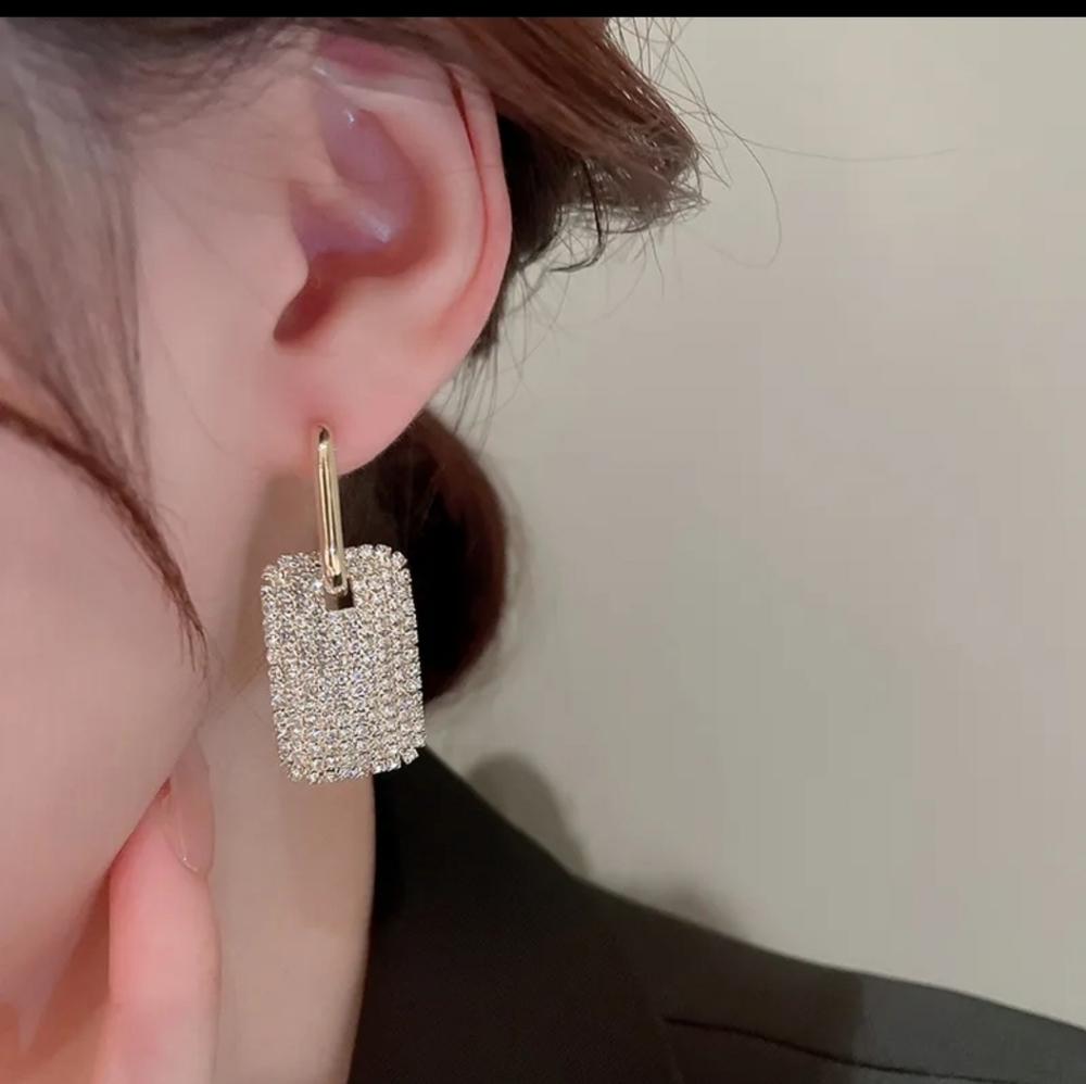 New Luxury, Rectangle Drop Earrings